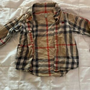 Kids Plaid Shirt - Beige and Red